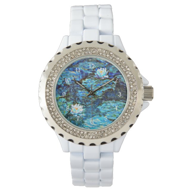 Reloj De Pulsera Alilides de agua azul de Monet (Anverso)