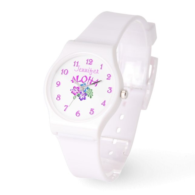 Reloj De Pulsera Aloha Hibiscus Logo Watch (Ángulo)
