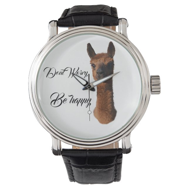 Reloj De Pulsera Alpaca No Se Preocupa Ser Feliz, (Anverso)