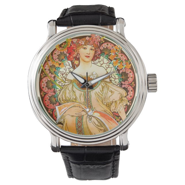 Reloj De Pulsera Alphonse Mucha Art Nouveau Daydream (Anverso)