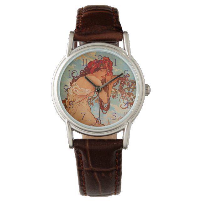 Reloj De Pulsera Alphonse Mucha, cuatro estaciones, verano (Anverso)