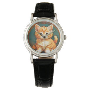 Reloj De Pulsera Alphonse Mucha Style Naranja Cat