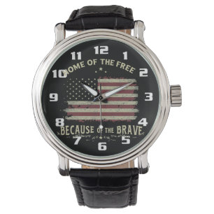 Reloj De Pulsera Alto contraste patriótico Gran número fácil de lee