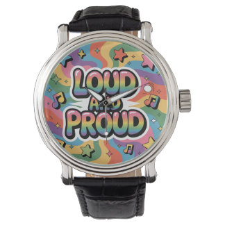 Reloj De Pulsera Alto y orgulloso - Colorido aliado psicodélico LGB