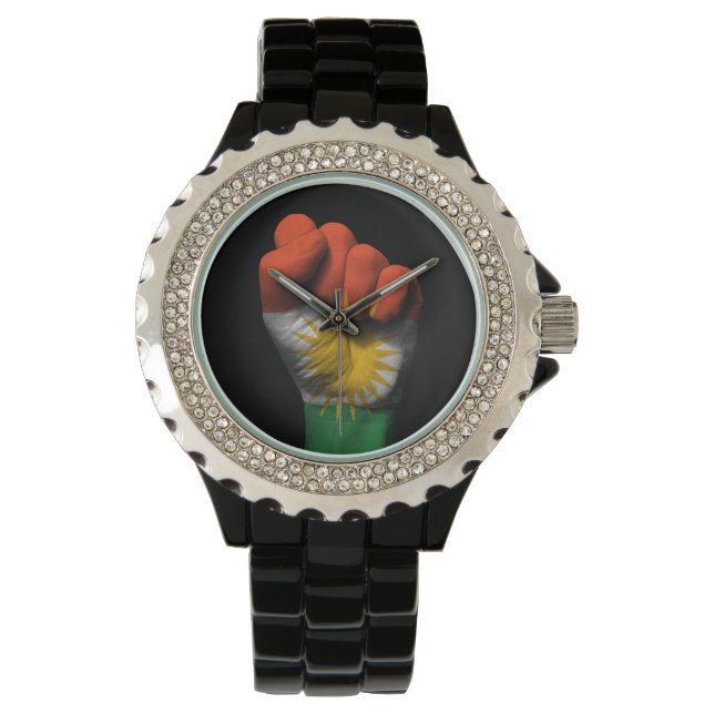 Reloj De Pulsera Alza el puño apretado con bandera kurda (Anverso)