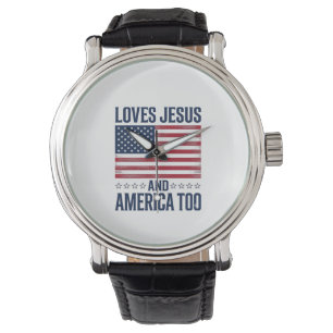 Reloj De Pulsera Ama a Jesús y a América también Camiseta Cristiana