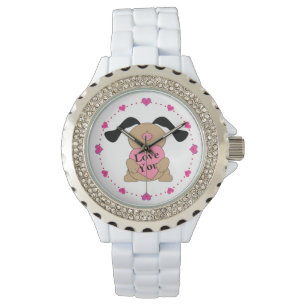 Reloj De Pulsera Ama de pipa: Observatorio de esmalte blanco Diaman