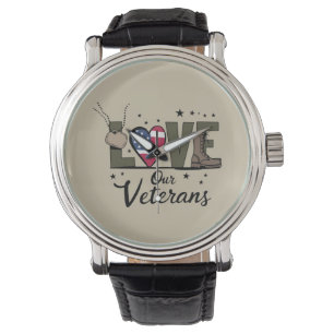 Reloj De Pulsera Ama nuestro día de los veteranos Orgulloso día del
