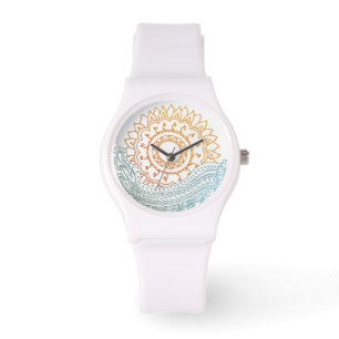 Reloj De Pulsera Amanecer abstracto detallado de henna