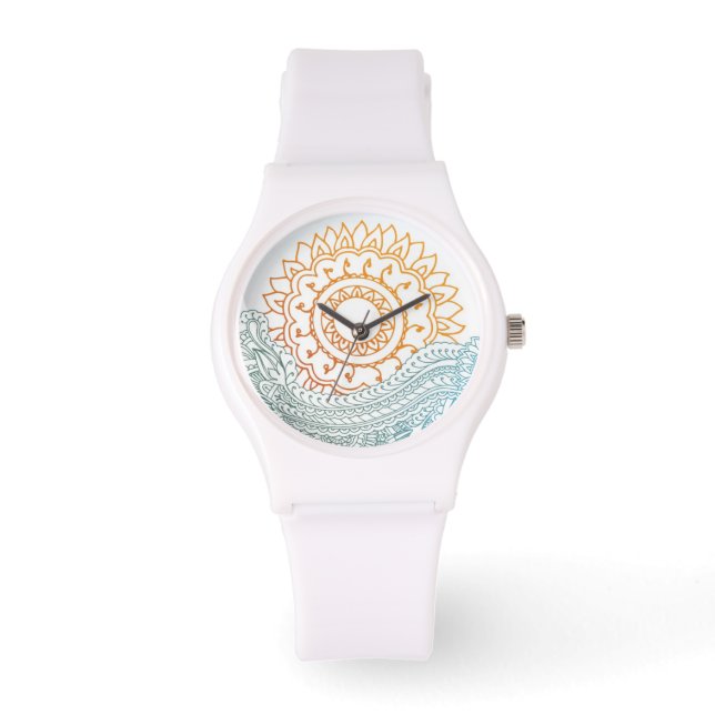 Reloj De Pulsera Amanecer abstracto detallado de henna (Anverso)
