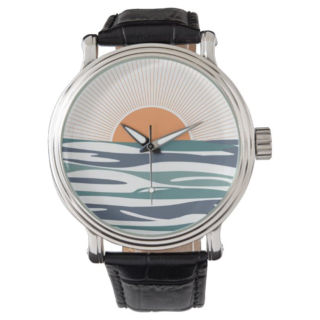 Reloj De Pulsera Amanecer junto al mar (Anverso)