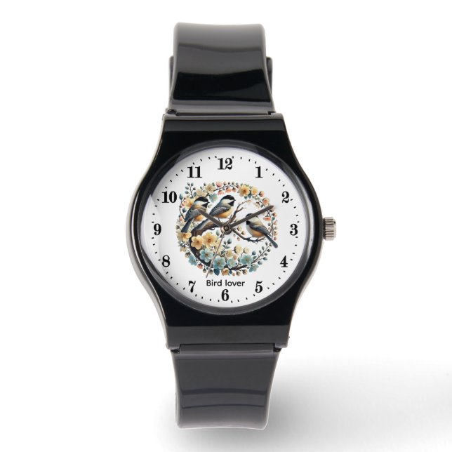 Reloj De Pulsera Amantes de aves lindas personalizables  (Anverso)