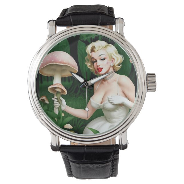 Reloj De Pulsera Amantes de hongos únicos de Marilyn Monroe (Anverso)
