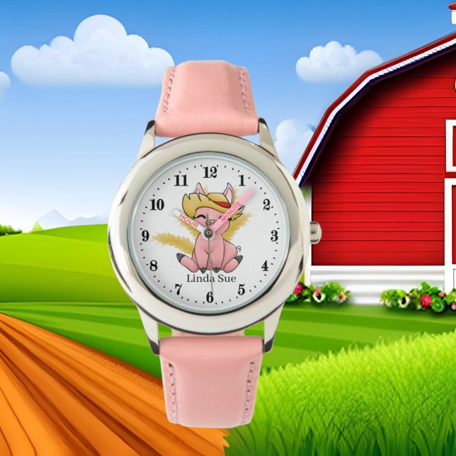 Reloj De Pulsera Amantes de la granja de cerdos cutáneos añaden nom (Subido por el creador)