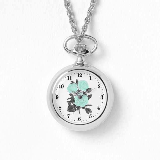 Reloj De Pulsera Amantes de las flores de Cute Aqua rosa (Anverso)