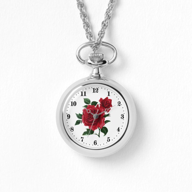 Reloj De Pulsera Amantes de las flores rojas (Anverso)