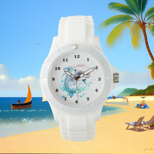 Reloj De Pulsera amantes de los delfines de color agua
