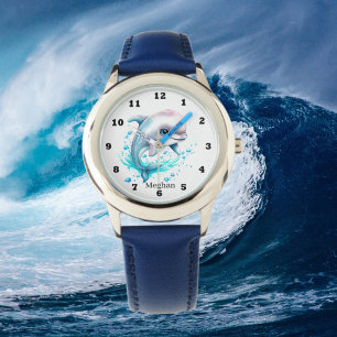 Reloj De Pulsera amantes de los delfines de color agua