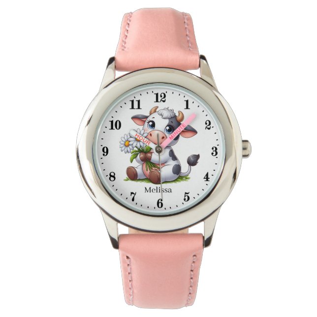 Reloj De Pulsera Amantes de vacas blancas y grises (Anverso)