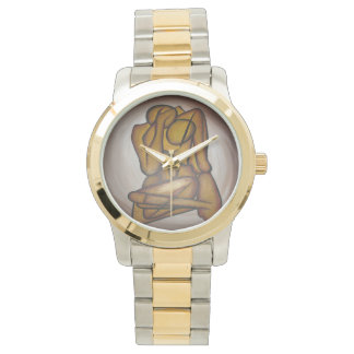 Reloj De Pulsera Amantes Del Arte Contemporáneo En Ochre Y Brow