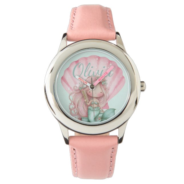 Reloj De Pulsera Amantes del caparazón de sirena nombre  (Anverso)