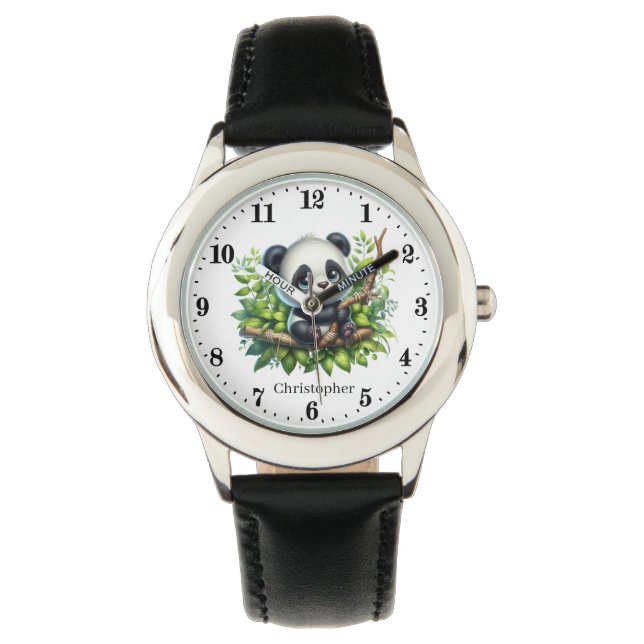 Reloj De Pulsera Amantes del oso panda de los chicos de Guay añaden (Anverso)