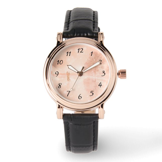 Reloj De Pulsera Amantes en una laguna congelada (Anverso)