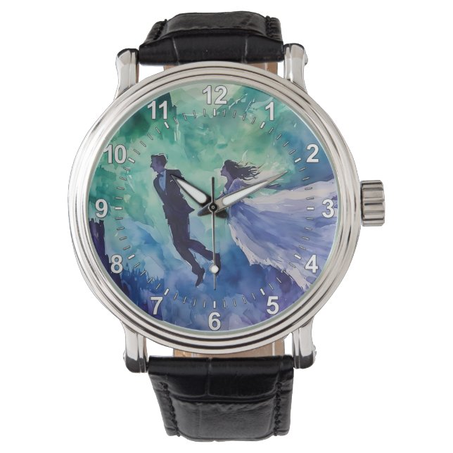 Reloj De Pulsera Amantes voladores - Pintura de acuarela (Anverso)