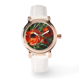 Reloj De Pulsera Amapolas Rojas Crecen en una Planta,