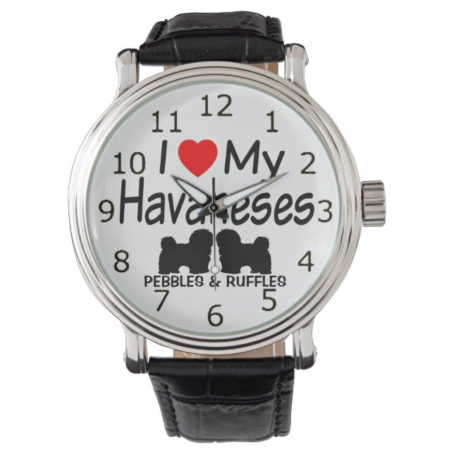 Reloj De Pulsera Amar a mis dos perros habaneses (Anverso)
