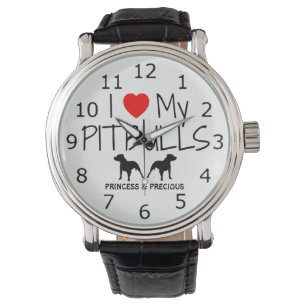 Reloj De Pulsera Amar a mis dos Pitbulls