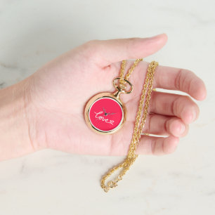 Reloj De Pulsera Amar el texto blanco en rosa