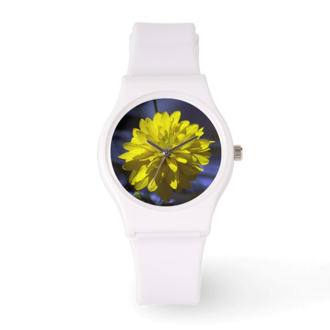 Reloj De Pulsera Amarillo en azul (Anverso)