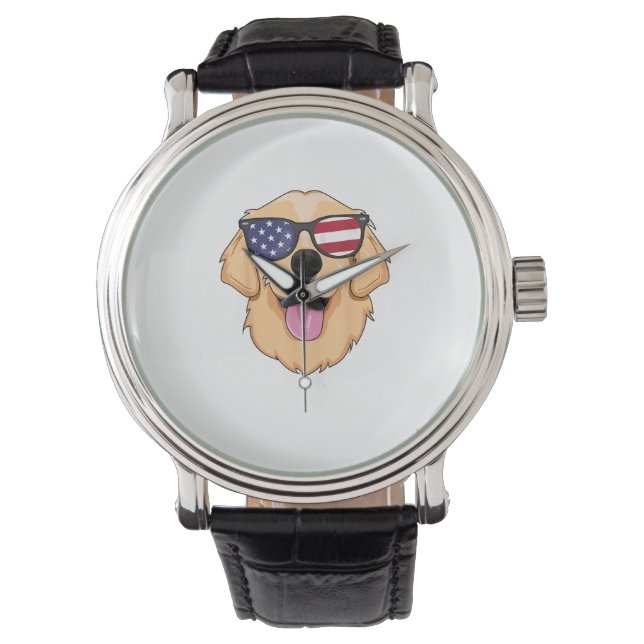 Reloj De Pulsera America Golden Retriever 4 de julio para hombres (Anverso)