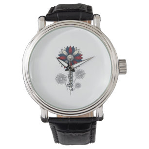 Reloj De Pulsera América Patriótica Flor Fuegos Artificiales Diseño