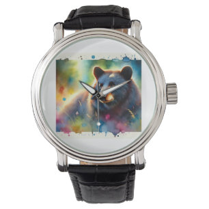 Reloj De Pulsera American black bear 010924AREF102 - Watercolor