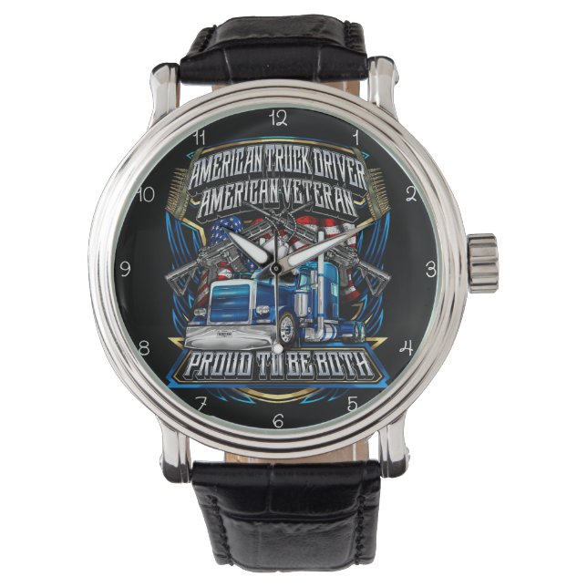Reloj De Pulsera American Truck Driver, Veteran, Proud (Anverso)