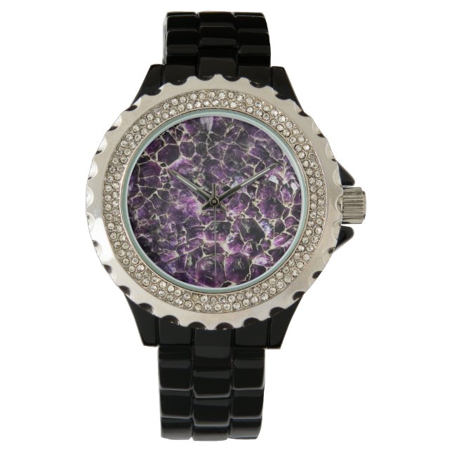 Reloj De Pulsera Amethyst Gemstone Crystal Print (Anverso)