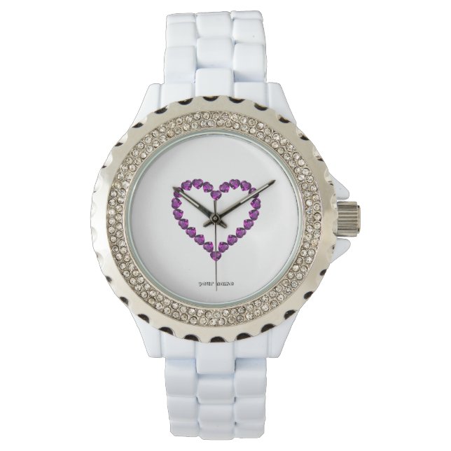 Reloj De Pulsera Amethyst Gemstone Heart Purple (Anverso)