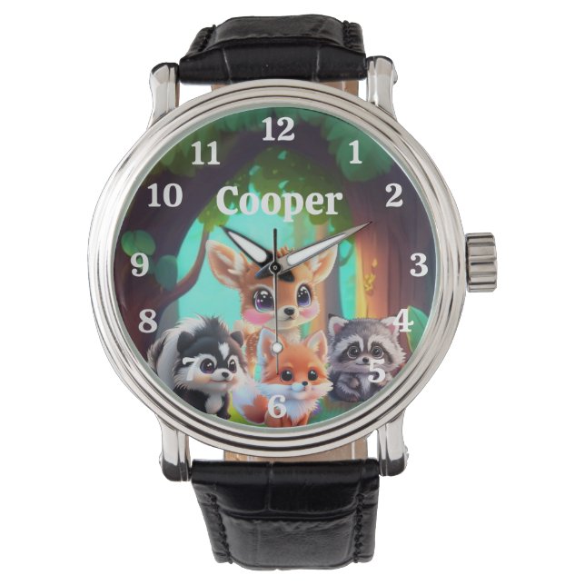 Reloj De Pulsera Amigos de Cute Woodland zorro zorrillo raccoon ven (Anverso)