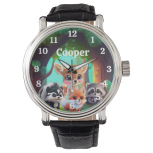 Reloj De Pulsera Amigos del bosque de Woodland zorro raccoon deer s