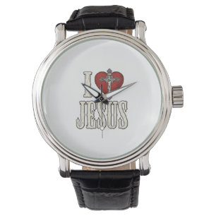 Reloj De Pulsera Amo a Jesús Diseño de Camiseta de Fe con Grabado V