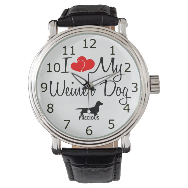 Reloj De Pulsera Amo A Mi Perro Weiner (Anverso)