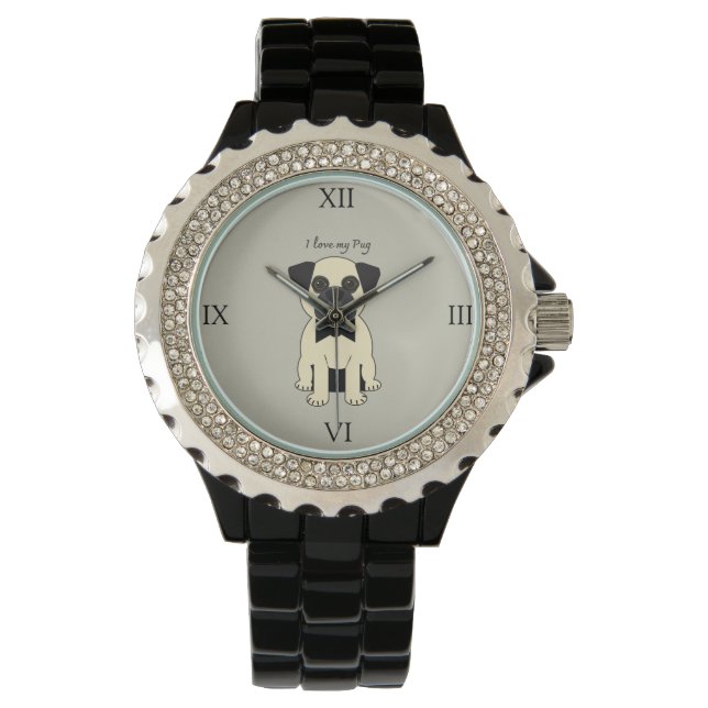 Reloj De Pulsera Amo a mi Pug (Anverso)