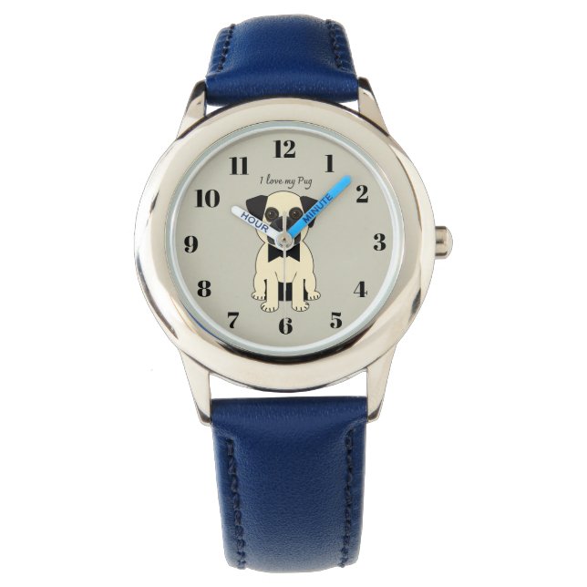 Reloj De Pulsera Amo a mi Pug (Anverso)