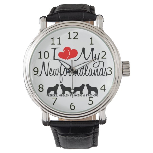Reloj De Pulsera Amo A Mis CUATRO Perros De Terranova (Anverso)