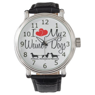 Reloj De Pulsera Amo A Mis Tres Perros Weiner