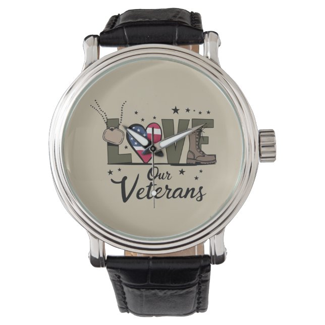 Reloj De Pulsera Amo a nuestros veteranos Día del Orgulloso Veteran (Anverso)