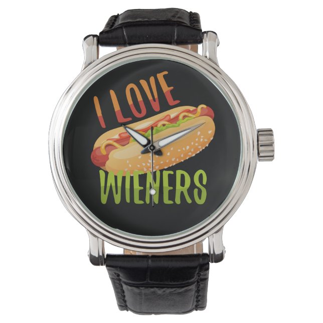 Reloj De Pulsera Amo a Wieners Grilling Hotdog Camping Funny (Anverso)