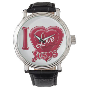 Reloj De Pulsera Amo el Corazón Rojo de Jesús